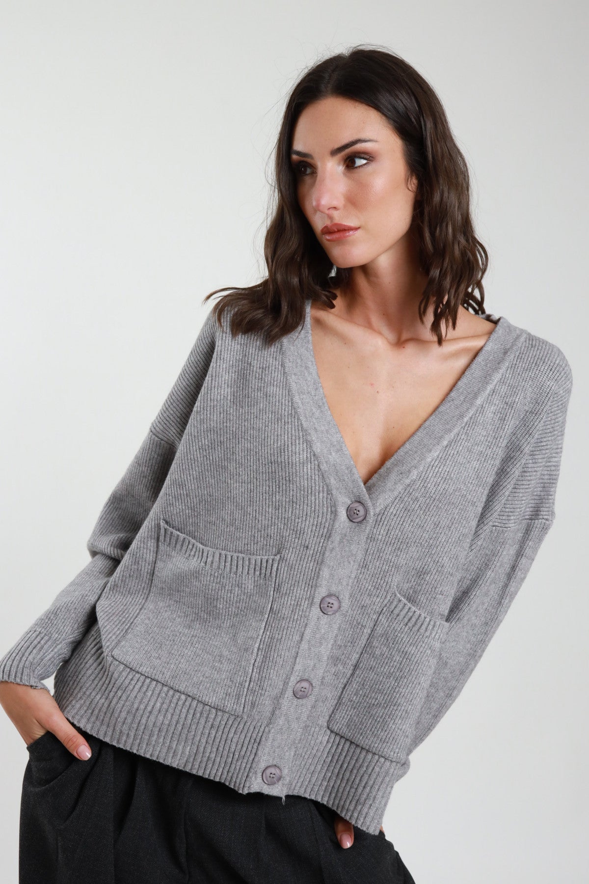 AI25 Susy Mix Cardigan LN8717 Grigio