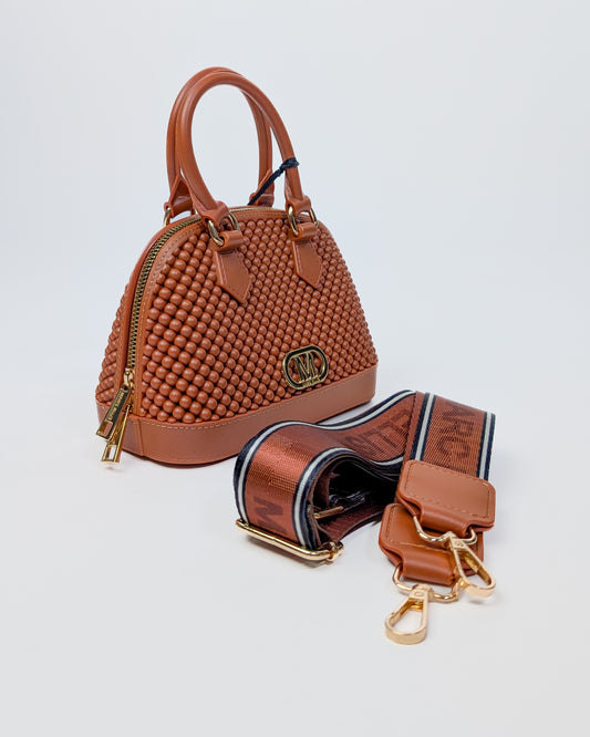 AI25 Marc Ellis Borsa FLAT XS BALL _25 Dark Cuoio/Light Gold