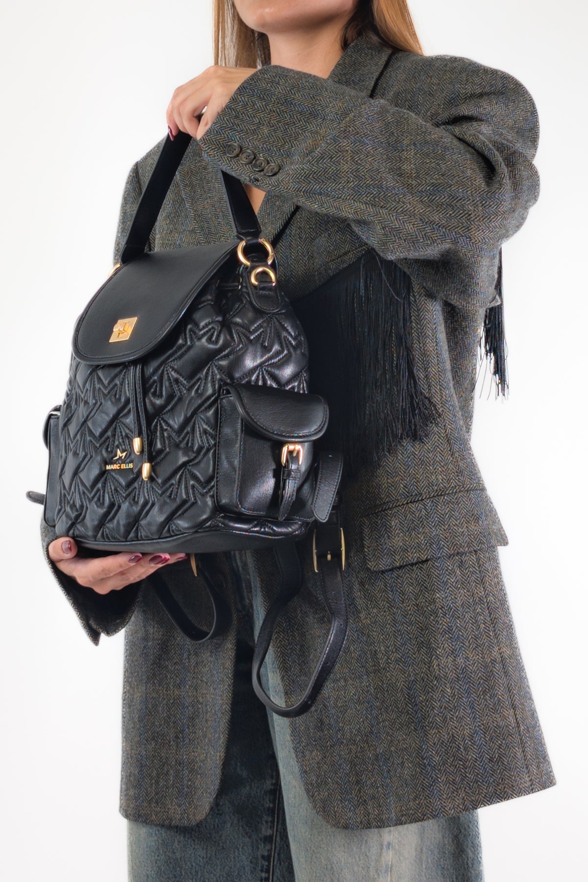 Marc Ellis Zaino YANETTE QUILT BLACK / MATT GOLD