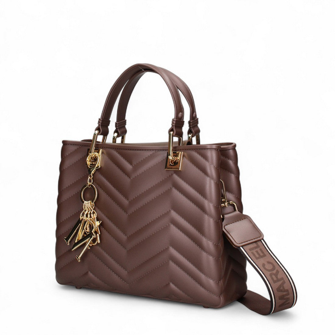 AI25 Marc Ellis Borsa FLAT KRISSY M WAVE_25 Cocoa/Light Gold