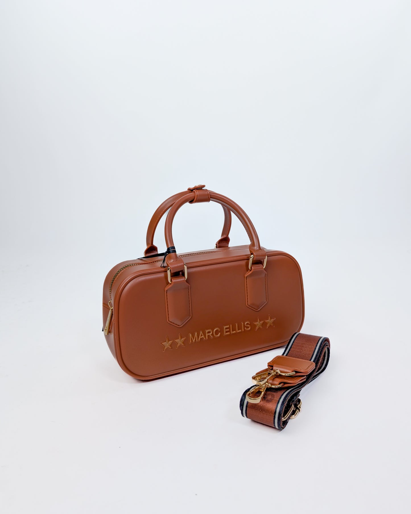 AI25 Marc Ellis Borsa FLAT STICH _25 Dark Cuoio/Light Gold