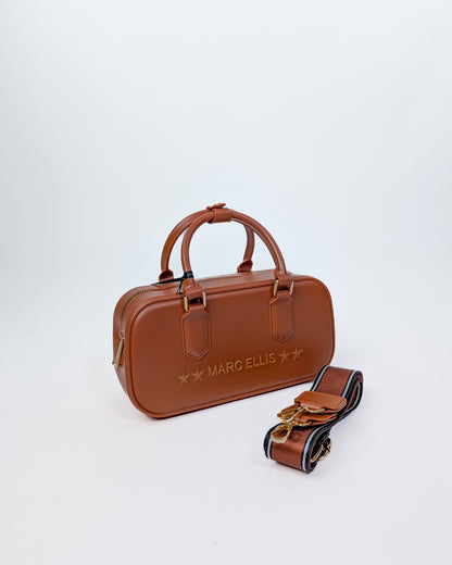 AI25 Marc Ellis Borsa FLAT STICH _25 Dark Cuoio/Light Gold
