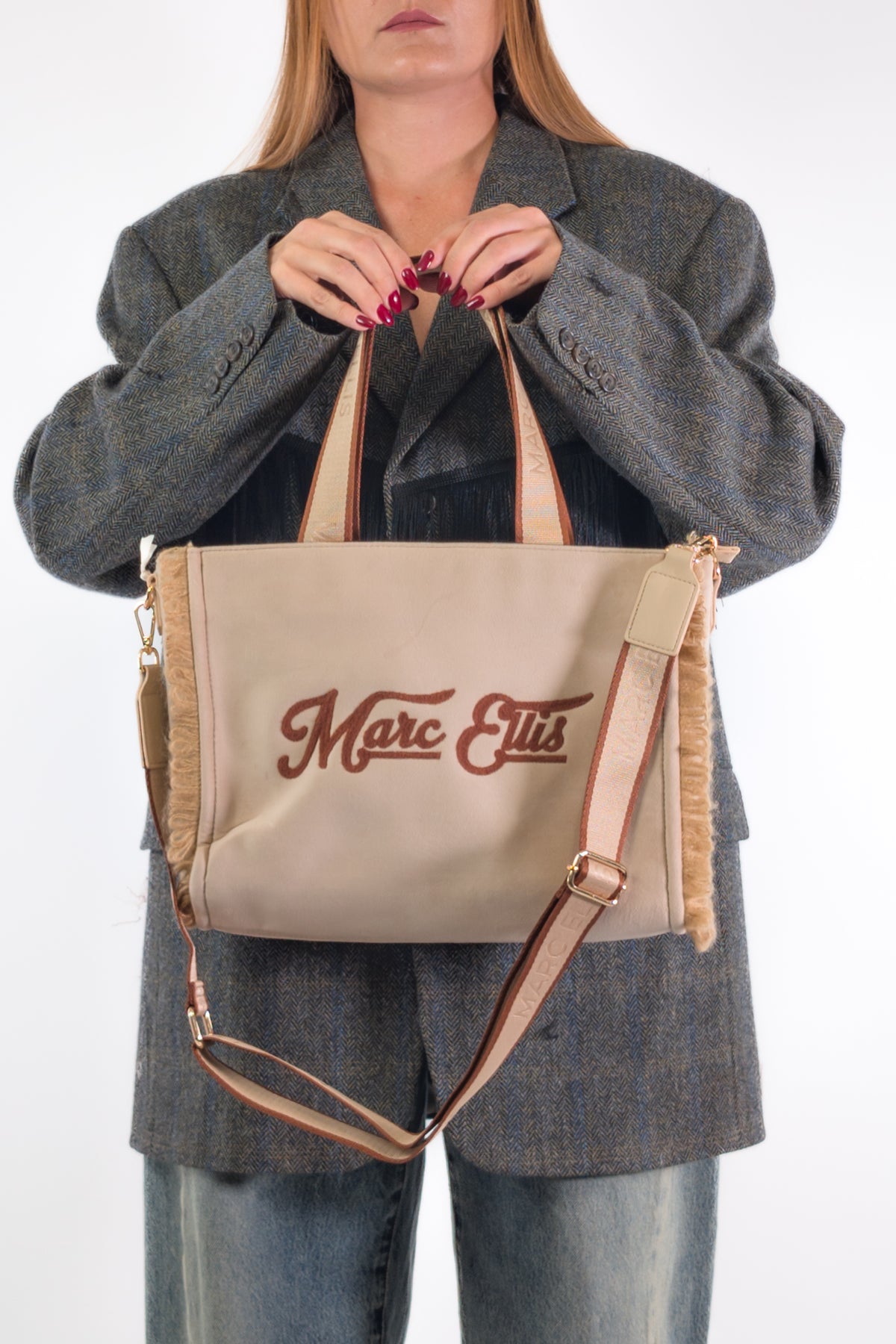 Marc Ellis Borsa BUBY VELVET M DARK BEIGE