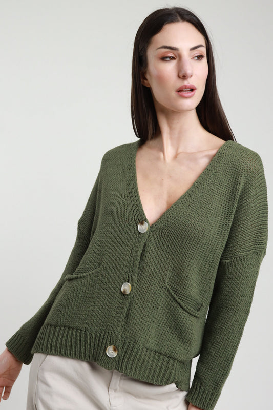 PE26 Susy Mix Cardigan W26069 Verde Militare